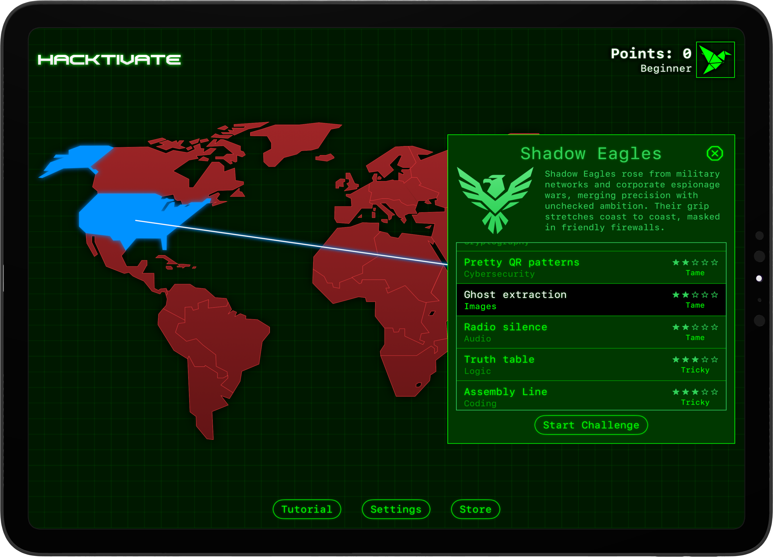 The Hacktivate world map.