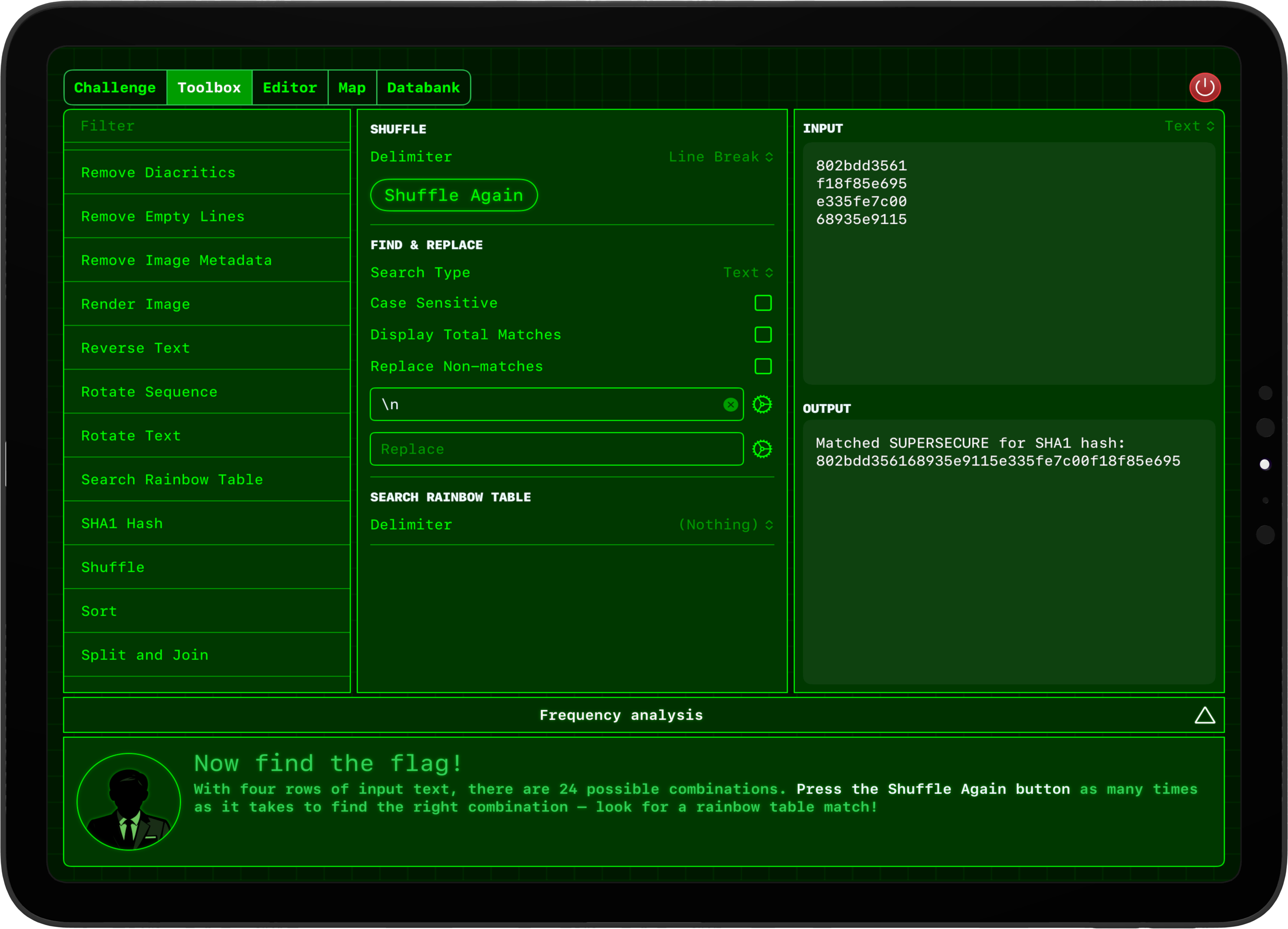 A complex toolbox recipe in Hacktivate.