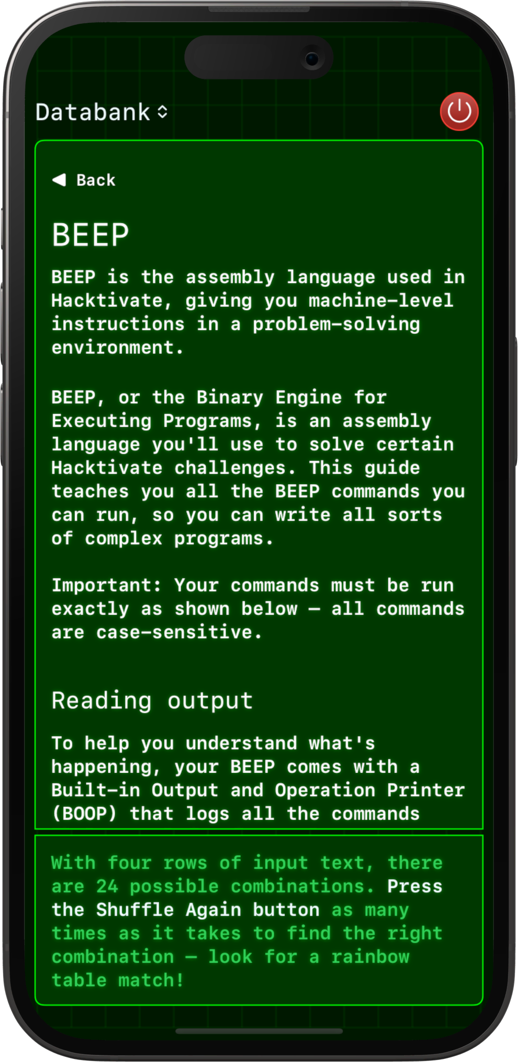 Documentation for the BEEP programming language in Hacktivate.