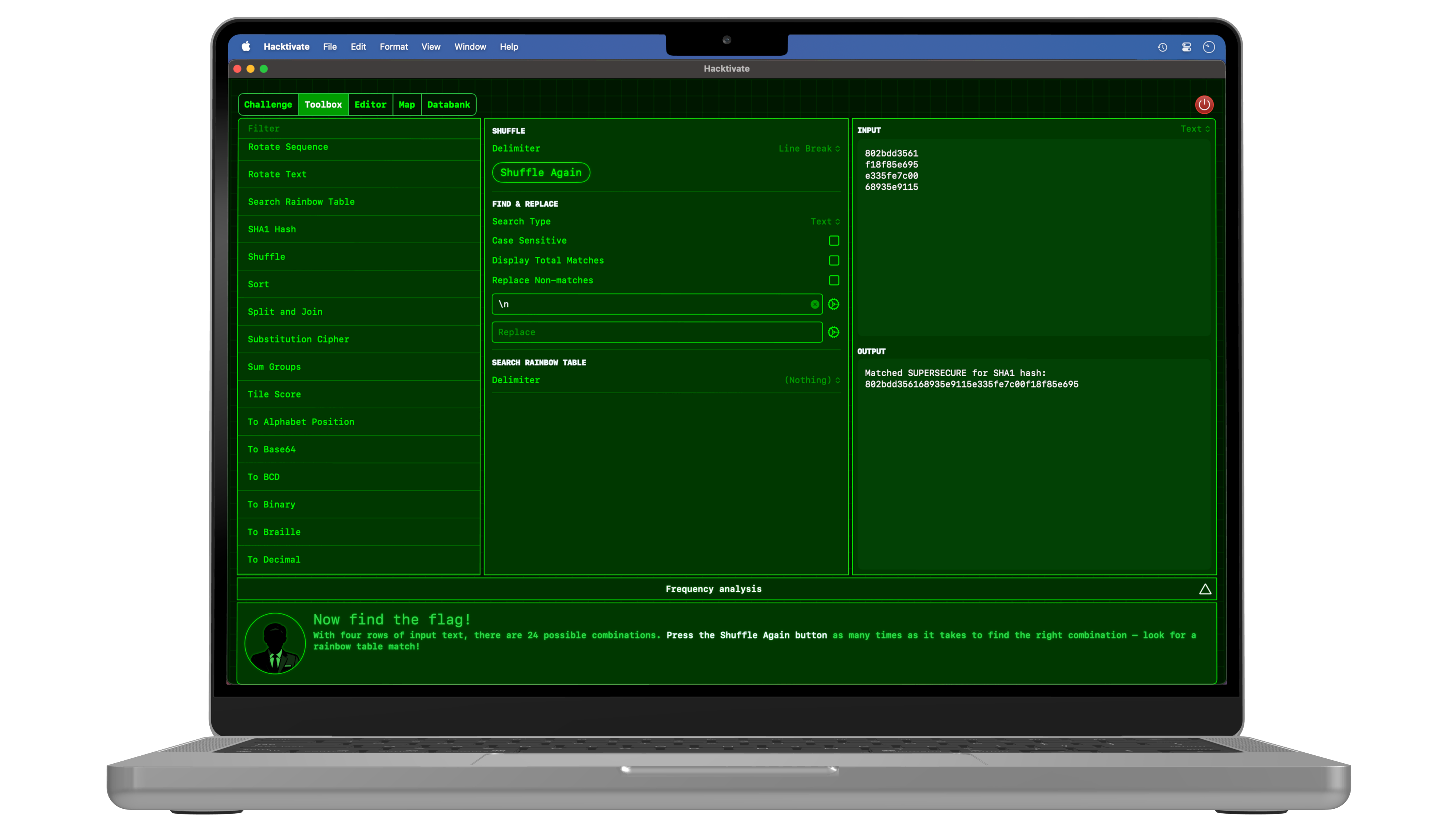 A complex toolbox recipe in Hacktivate.